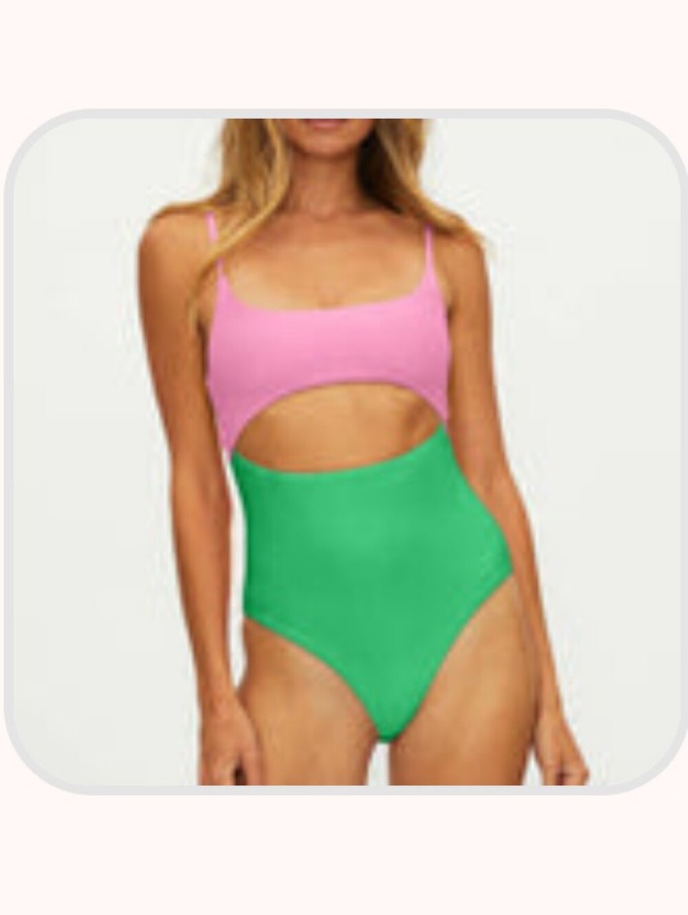 Beach Riot Pink and Green Cutout One-Piece Swimsuit